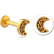 GOLD PVD COATED SURGICAL STEEL INTERNALLY THREADED MICRO LABRET - CRESCENT PIERCING