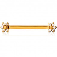 GOLD PVD COATED SURGICAL STEEL NIPPLE PIERCING INTERNAL THREADED BAR