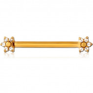 GOLD PVD COATED SURGICAL STEEL NIPPLE PIERCING INTERNAL THREADED BAR PIERCING