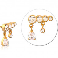 GOLD PVD COATED SURGICAL STEEL JEWELED MICRO ATTACHMENT FOR 1.2MM INTERNALLY THREADED PINS