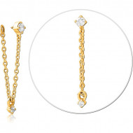 GOLD PVD COATED SURGICAL STEEL JEWELED MICRO ATTACHMENT FOR 1.2MM INTERNALLY THREADED PINS