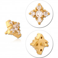 GOLD PVD COATED SURGICAL STEEL JEWELED MICRO ATTACHMENT FOR 1.2MM INTERNALLY THREADED PINS