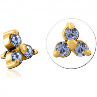 GOLD PVD COATED SURGICAL STEEL JEWELLED MICRO ATTACHMENT FOR 1.2MM INTERNALLY THREADED PINS