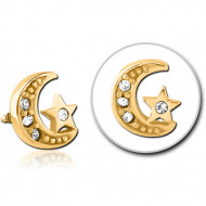 GOLD PVD COATED SURGICAL STEEL JEWELED MICRO ATTACHMENT FOR 1.2MM INTERNALLY THREADED PINS
