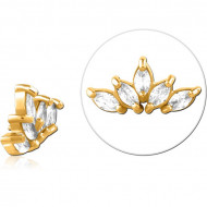 GOLD PVD COATED SURGICAL STEEL JEWELED MICRO ATTACHMENT FOR 1.2MM INTERNALLY THREADED PINS