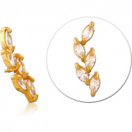 GOLD PVD COATED SURGICAL STEEL JEWELED MICRO ATTACHMENT FOR 1.2MM INTERNALLY THREADED PINS