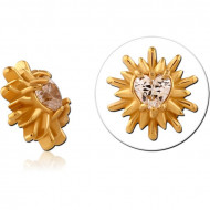 GOLD PVD COATED SURGICAL STEEL JEWELED MICRO ATTACHMENT FOR 1.2MM INTERNALLY THREADED PINS