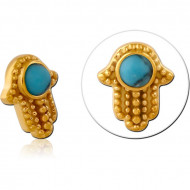 GOLD PVD COATED SURGICAL STEEL JEWELED MICRO ATTACHMENT FOR 1.2MM INTERNALLY THREADED PINS