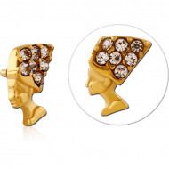 GOLD PVD COATED SURGICAL STEEL JEWELED MICRO ATTACHMENT FOR 1.2MM INTERNALLY THREADED PINS