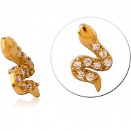 GOLD PVD COATED SURGICAL STEEL JEWELED MICRO ATTACHMENT FOR 1.2MM INTERNALLY THREADED PINS