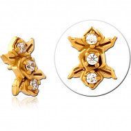 GOLD PVD COATED SURGICAL STEEL JEWELED MICRO ATTACHMENT FOR 1.2MM INTERNALLY THREADED PINS