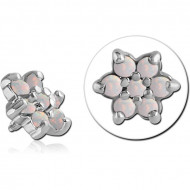 GOLD PVD COATED SURGICAL STEEL SYNTHETIC OPAL ATTACHMENT FOR 1.2MM INTERNALLY THREADED PINS - FLOWER