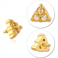 GOLD PVD COATED SURGICAL STEEL JEWELED MICRO ATTACHMENT FOR 1.2MM INTERNALLY THREADED PINS - TRIANGLE
