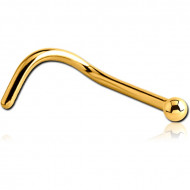 GOLD PVD COATED SURGICAL STEEL CURVED BALL NOSE STUD