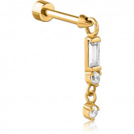 GOLD PVD COATED SURGICAL STEEL JEWELLED TRAGUS MICRO BARBELL