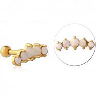 GOLD PVD COATED SURGICAL STEEL SYNTHETIC OPAL TRAGUS MICRO BARBELL