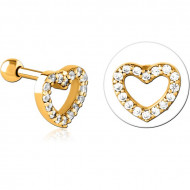 GOLD PVD COATED SURGICAL STEEL JEWELED TRAGUS MICRO BARBELL - FLOWER