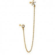 GOLD PVD COATED SURGICAL STEEL JEWELED TRAGUS MICRO BARBELL - FLOWER