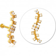 GOLD PVD COATED SURGICAL STEEL JEWELLED TRAGUS MICRO BARBELL