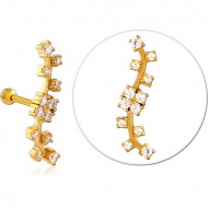 GOLD PVD COATED SURGICAL STEEL JEWELLED TRAGUS MICRO BARBELL PIERCING