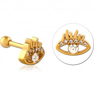 GOLD PVD COATED SURGICAL STEEL JEWELED TRAGUS MICRO BARBELL