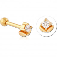 GOLD PVD COATED SURGICAL STEEL JEWELED TRAGUS MICRO BARBELL