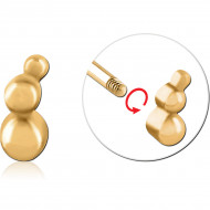 GOLD PVD COATED SURGICAL STEEL MICRO THREADED TRIPLE ATTACHMENT