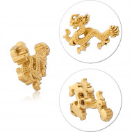 GOLD PVD COATED SURGICAL STEEL MICRO THREADED ATTACHMENT - DRAGON