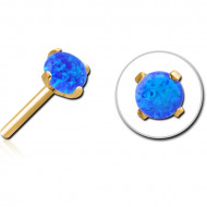 GOLD PVD COATED SURGICAL STEEL SYNTHETIC OPAL THREADLESS ATTACHMENT