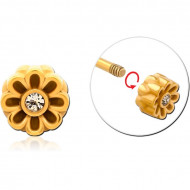 GOLD PVD COATED SURGICAL STEEL JEWELED ATTACHMENT FOR 1.6 THREADED PINS