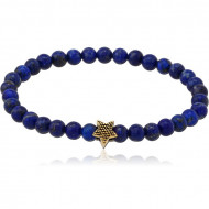 GOLD PVD COATED SURGICAL STEEL ELLASTIC BRACELET WITH STONE BEADS