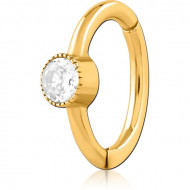 GOLD PVD COATED SURGICAL STEEL JEWELED BELLY CLICKER