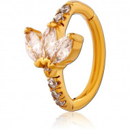 GOLD PVD COATED SURGICAL STEEL JEWELED BELLY CLICKER