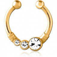 GOLD PVD COATED SURGICAL STEEL JEWELED FAKE SEPTUM RING