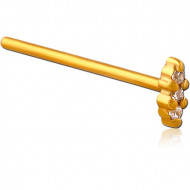 GOLD PVD COATED SURGICAL STEEL JEWELED NOSE STUD