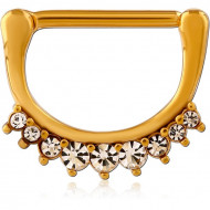 GOLD PVD COATED SURGICAL STEEL JEWELED NIPPLE CLICKER