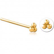 GOLD PVD COATED SURGICAL STEEL STRAIGHT NOSE STUD PIERCING