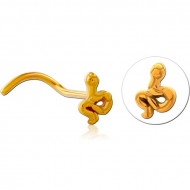 GOLD PVD COATED SURGICAL STEEL CURVED NOSE STUD PIERCING