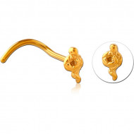 GOLD PVD COATED SURGICAL STEEL CURVED NOSE STUD PIERCING