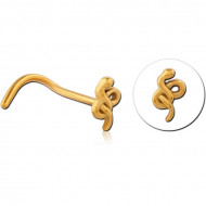 GOLD PVD COATED SURGICAL STEEL CURVED NOSE STUD PIERCING