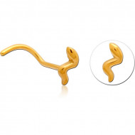 GOLD PVD COATED SURGICAL STEEL CURVED NOSE STUD PIERCING