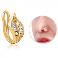 GOLD PVD COATED SURGICAL STEEL NOSE CLIP - LEAF