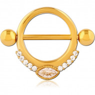 GOLD PVD COATED SURGICAL STEEL JEWELED NIPPLE SHIELD