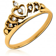 GOLD PVD COATED SURGICAL STEEL JEWELED RING