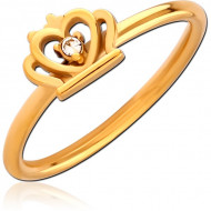 GOLD PVD COATED SURGICAL STEEL JEWELED RING