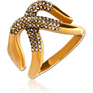 GOLD PVD COATED SURGICAL STEEL JEWELED RING