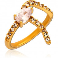 GOLD PVD COATED SURGICAL STEEL JEWELED RING