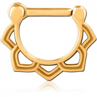 GOLD PVD COATED SURGICAL STEEL HINGED SEPTUM CLICKER PIERCING