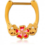GOLD PVD COATED SURGICAL STEEL HINGED SEPTUM CLICKER