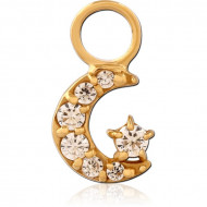 STERLING SILVER 925 GOLD PVD JEWELED SLIDING CHARM FOR HINGED SEGMENT RING